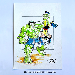 Salva Espín Art - Hulk vs Wolverine Arte original + cómic «Spiderman, Hulk & Deadpool» - imagen 30 1